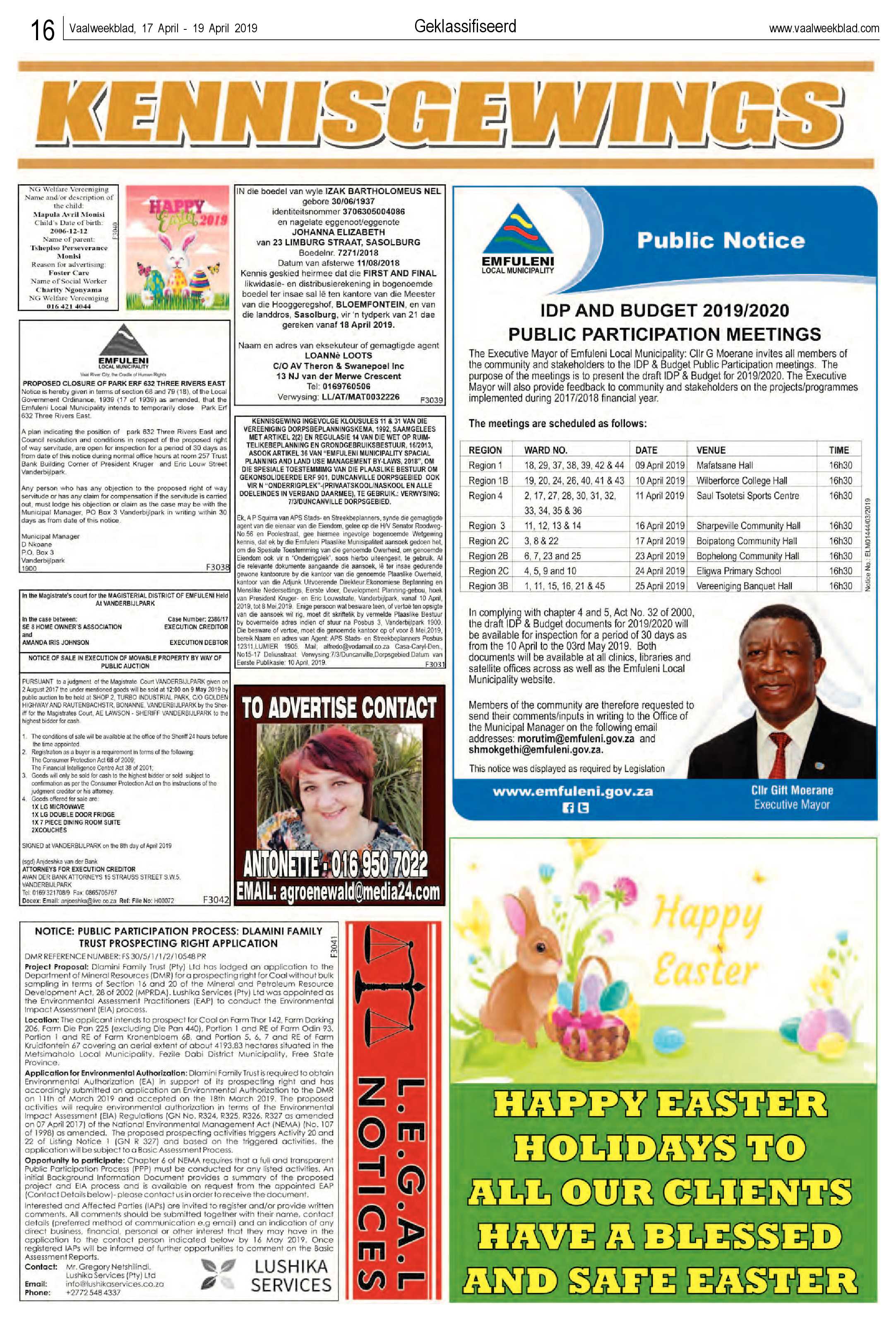 Vaalweekblad 17 – 19 April 2019 page 16
