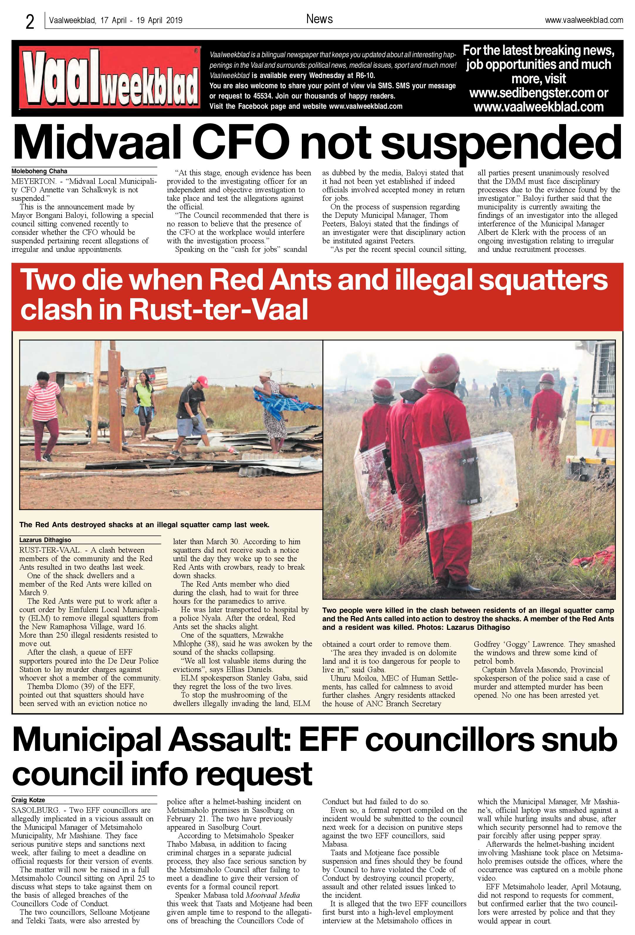 Vaalweekblad 17 – 19 April 2019 page 2