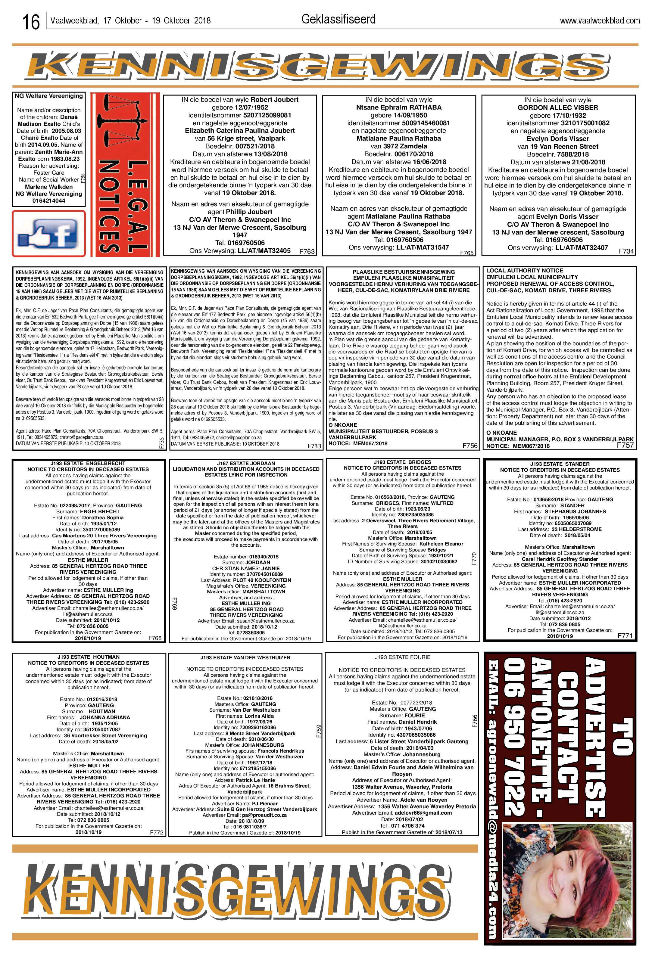 Vaalweekblad 17 – 19 Oktober 2018 page 16