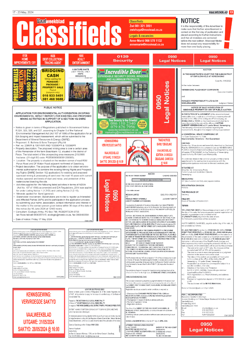 Vaalweekblad 17 – 23 May, 2024 page 13