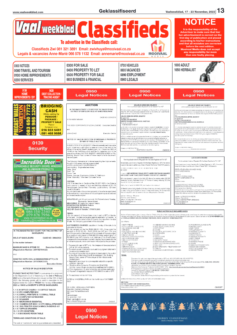 Vaalweekblad, 17 – 23 November, 2023 page 13