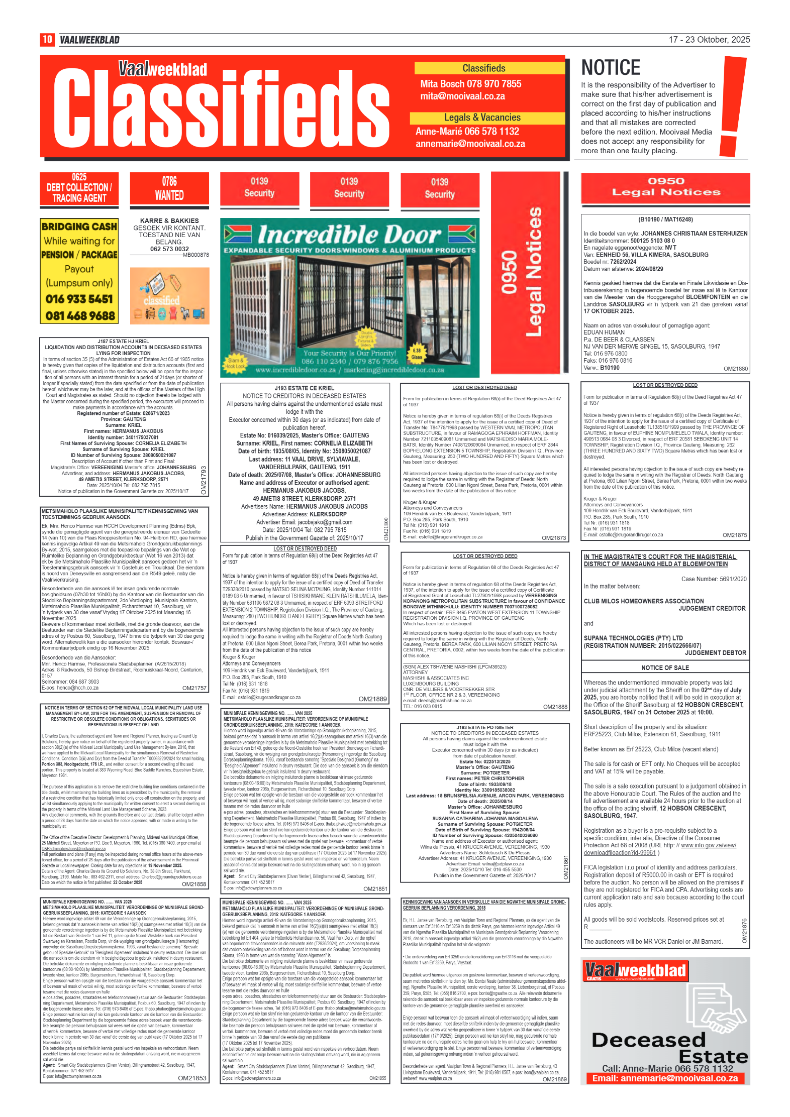 Vaalweekblad 17 – 23 Oktober, 2025 page 10