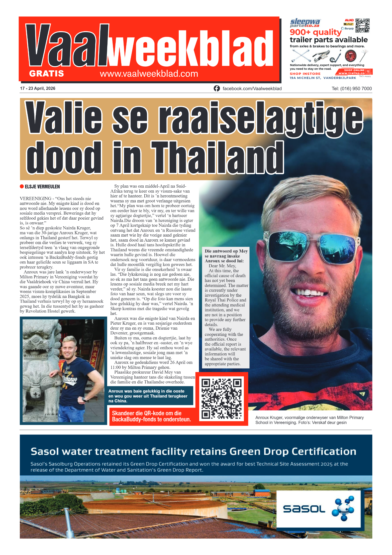 Vaalweekblad – 17 April 2026 page 1