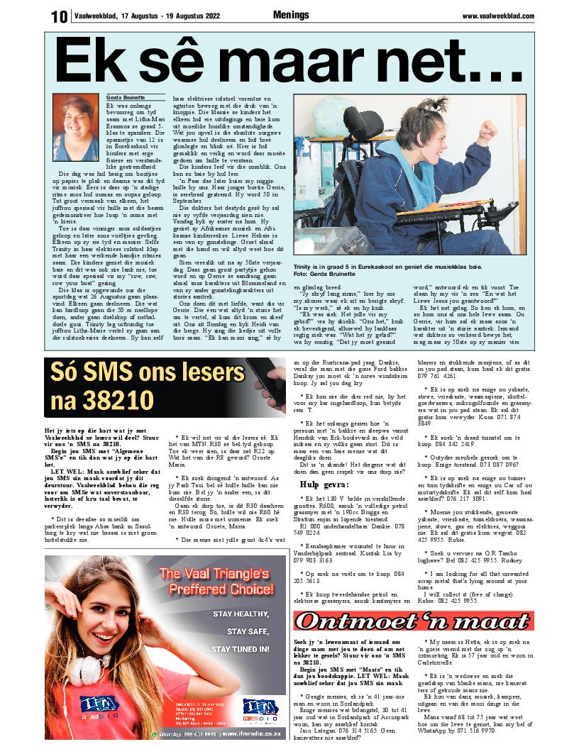 Vaalweekblad, 17 Augustus – 19 Augustus 2022 page 10