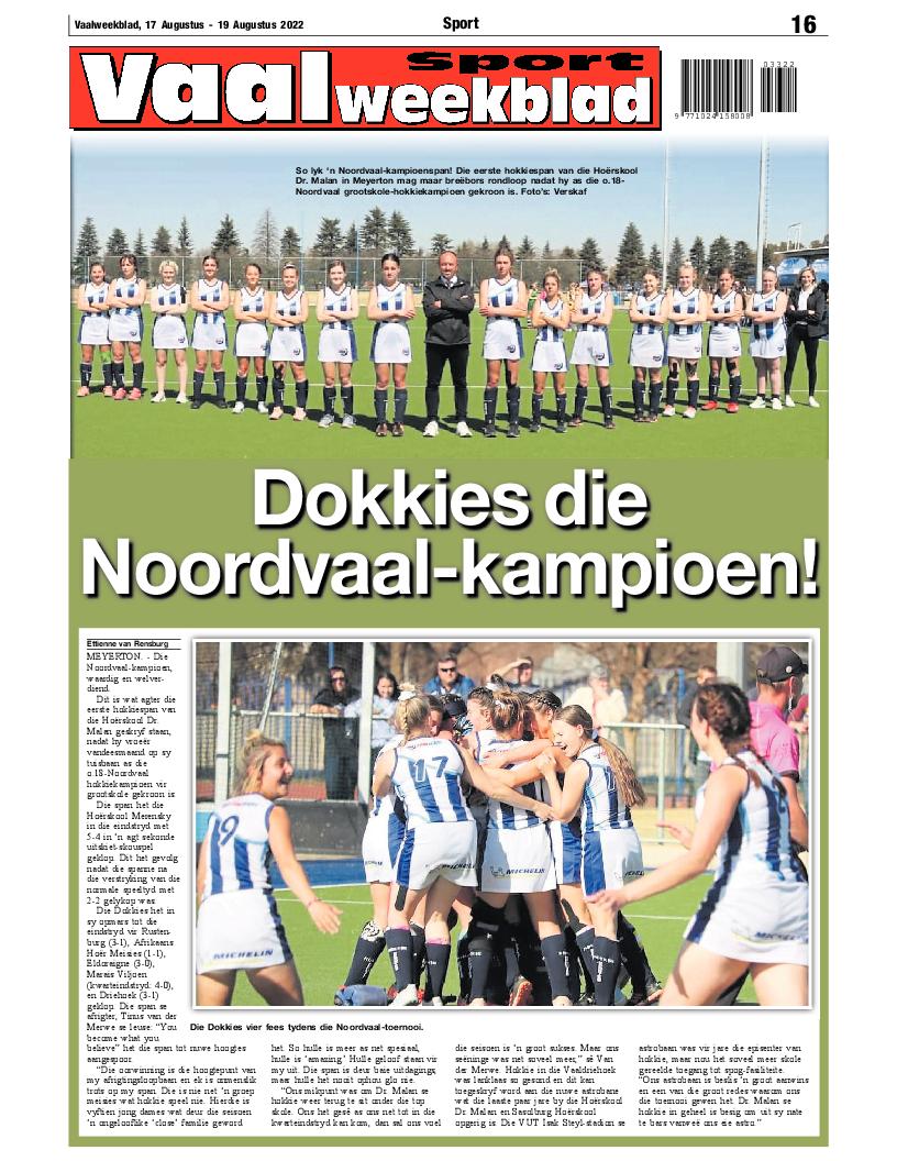Vaalweekblad, 17 Augustus – 19 Augustus 2022 page 16