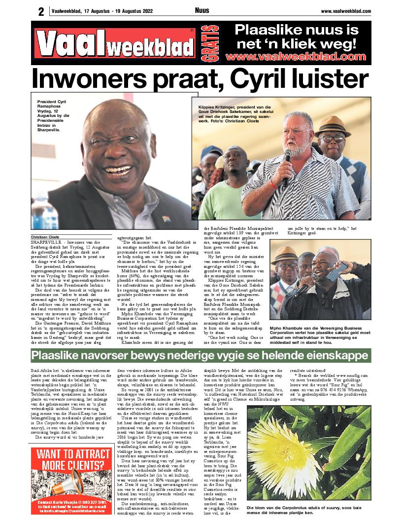 Vaalweekblad, 17 Augustus – 19 Augustus 2022 page 2