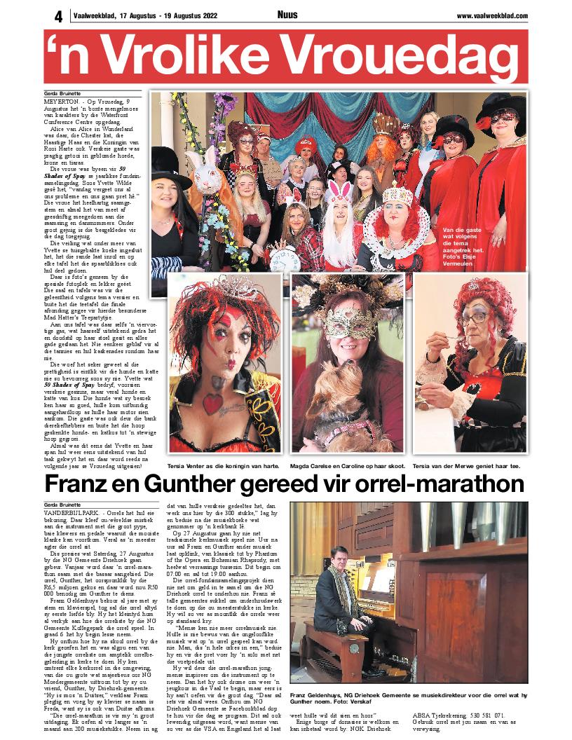 Vaalweekblad, 17 Augustus – 19 Augustus 2022 page 4