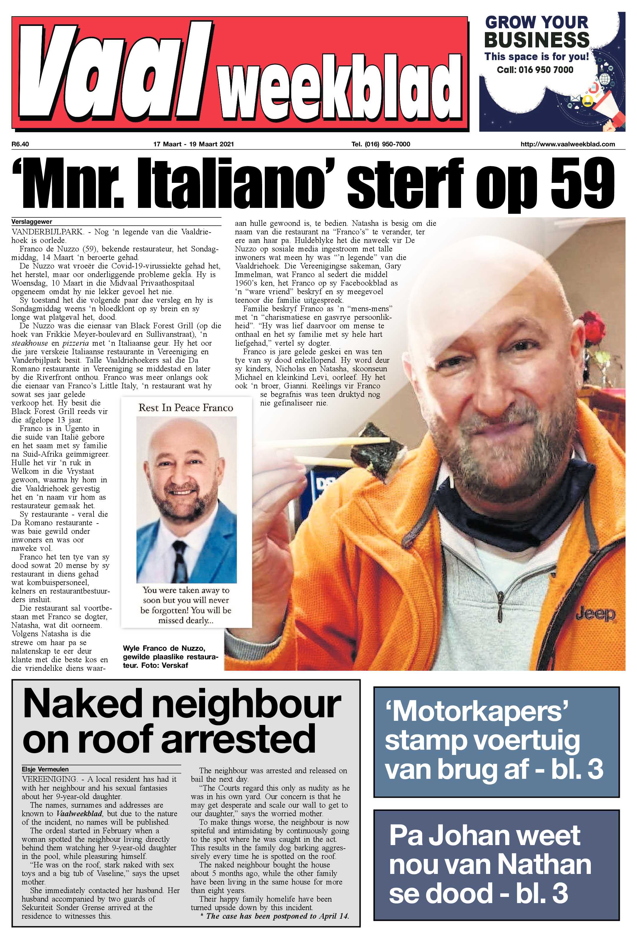 Vaalweekblad 17 Maart – 19 Maart 2021 page 1