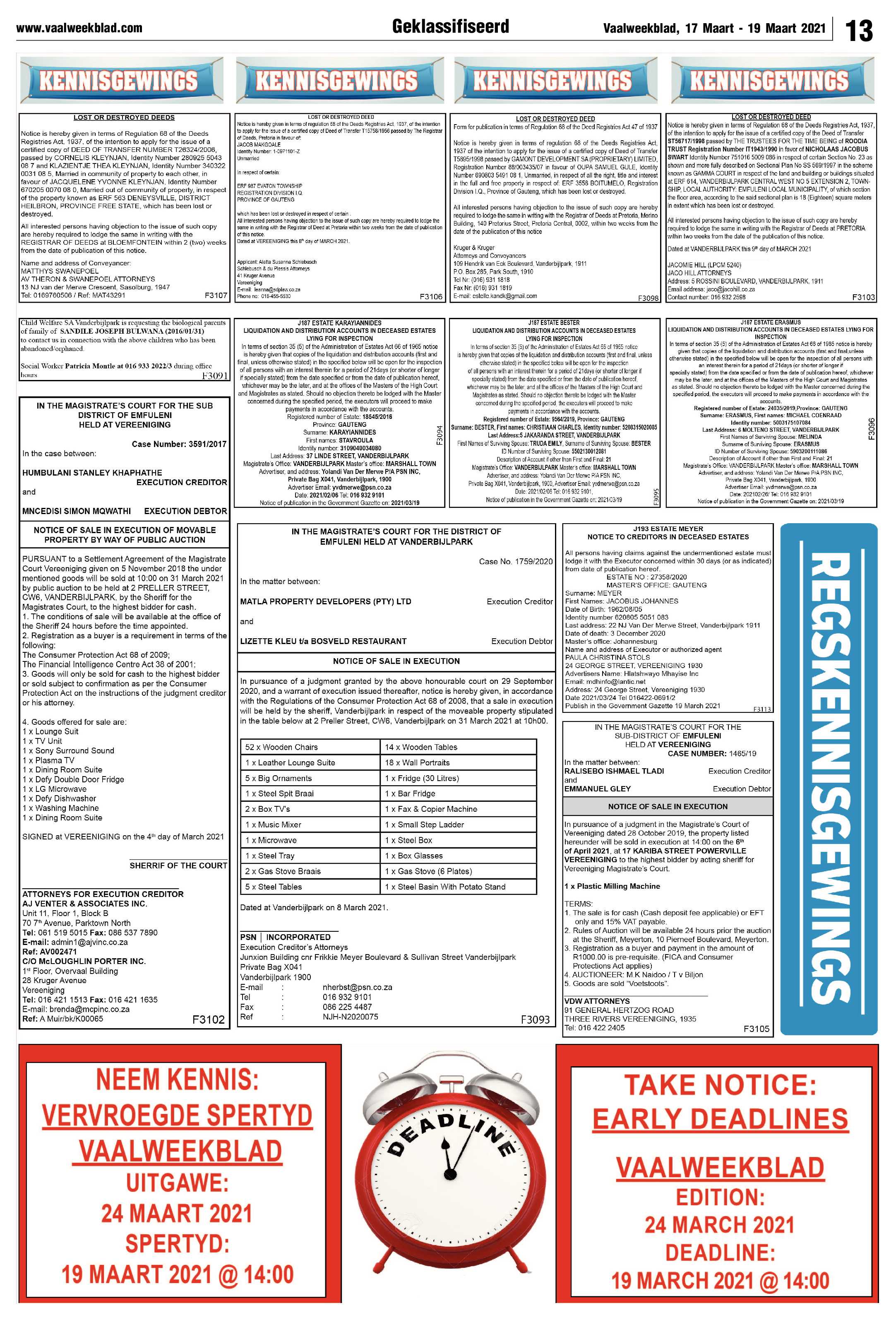 Vaalweekblad 17 Maart – 19 Maart 2021 page 13
