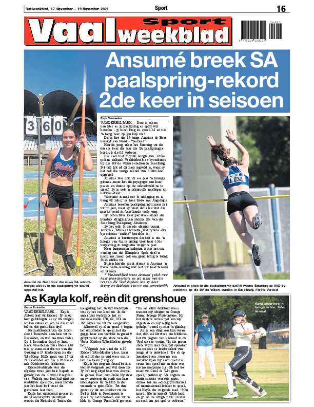 Vaalweekblad 17 November – 19 November 2021 page 16