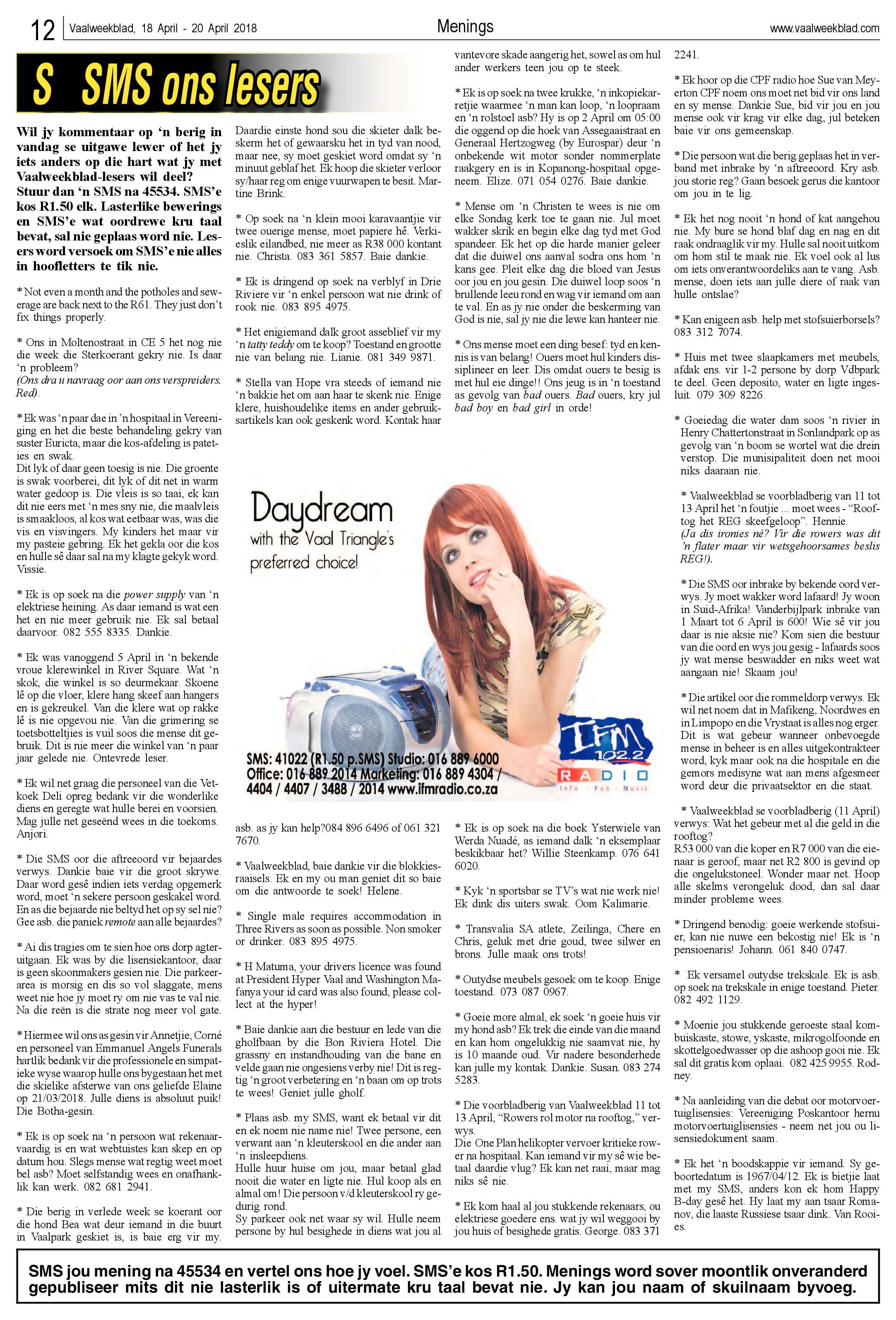 Vaalweekblad 18 – 20 April 2018 page 12