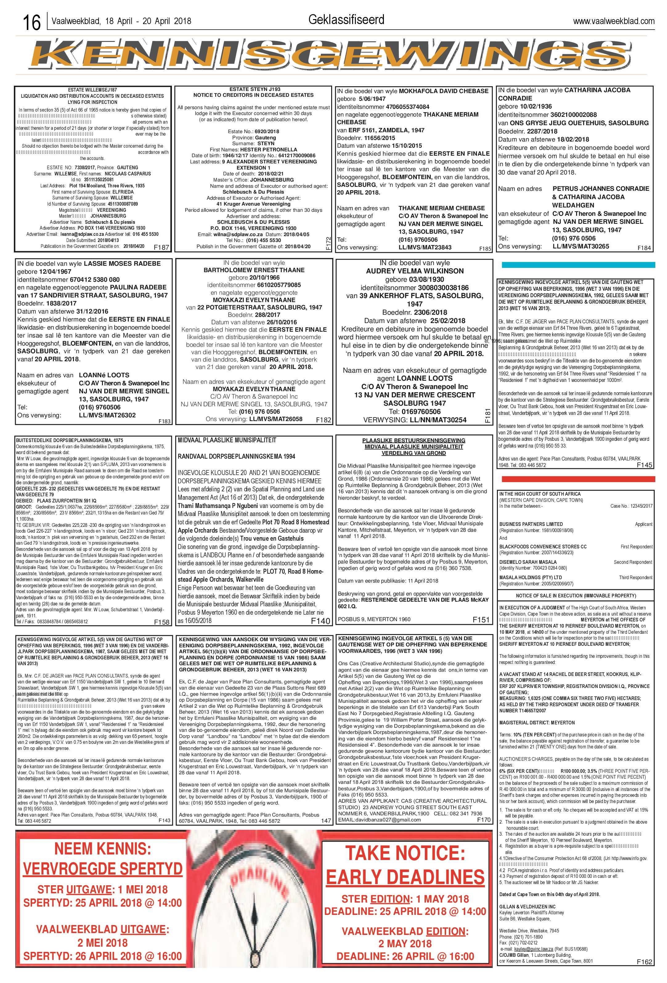 Vaalweekblad 18 – 20 April 2018 page 16