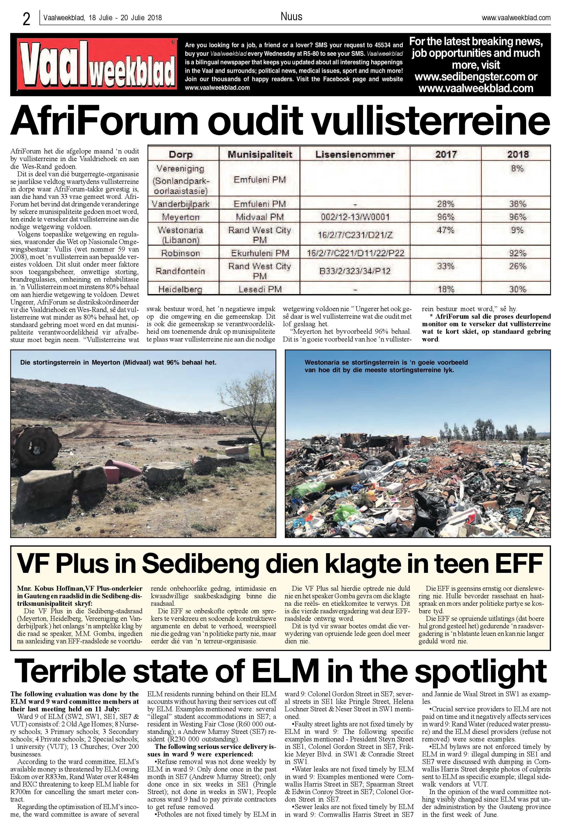 Vaalweekblad 18 – 20 Julie 2018 page 2