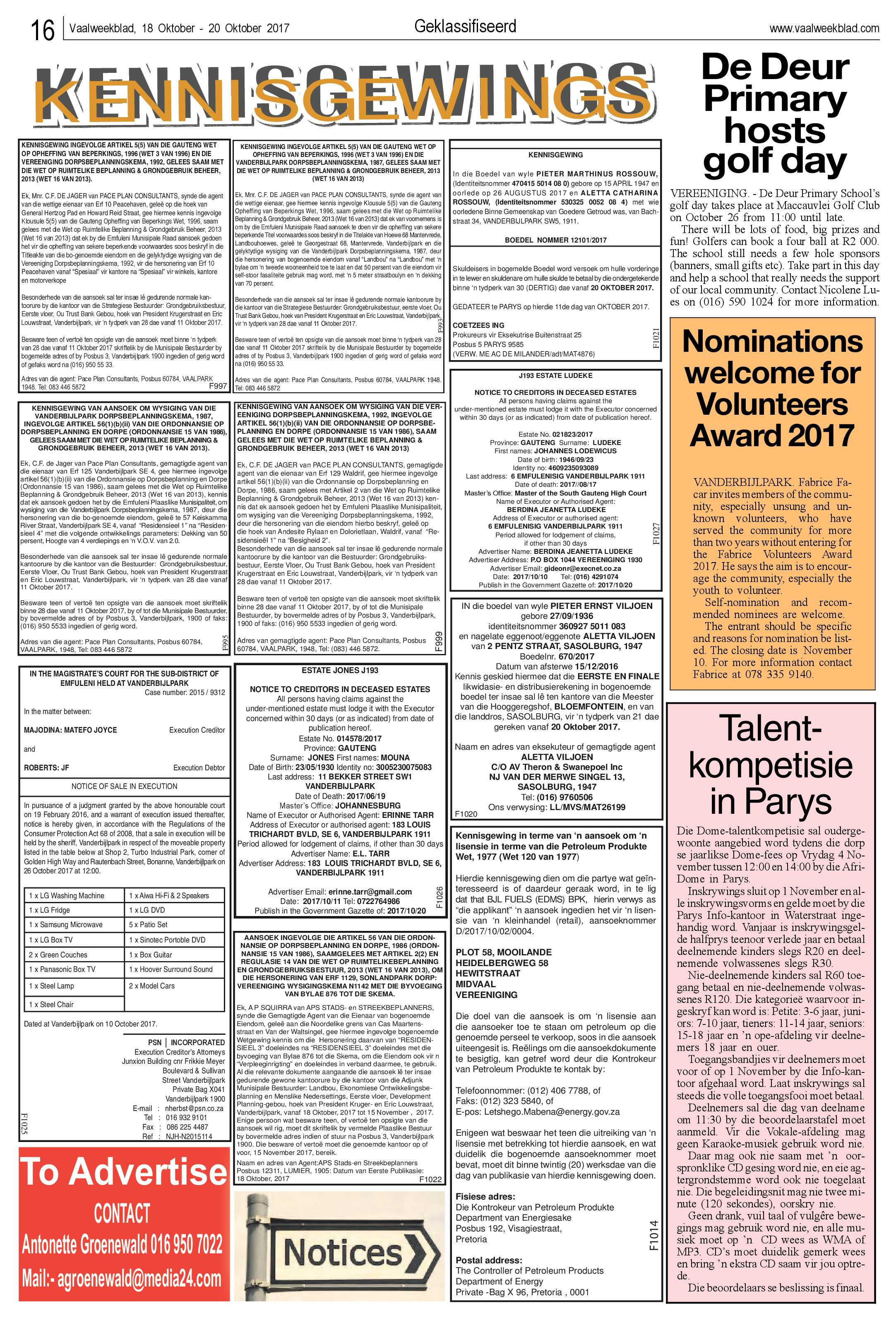 Vaalweekblad 18 – 20 Oktober 2017 page 16