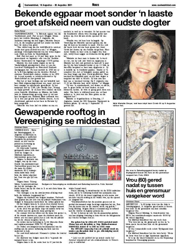 Vaalweekblad 18 Augustus – 20 Augustus 2021 page 4