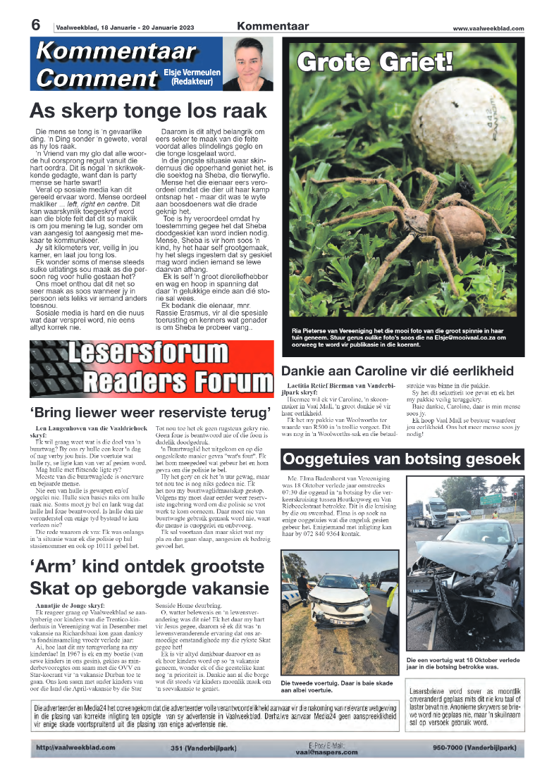 Vaalweekblad, 18 Januarie – 20 Januarie 2023 page 6