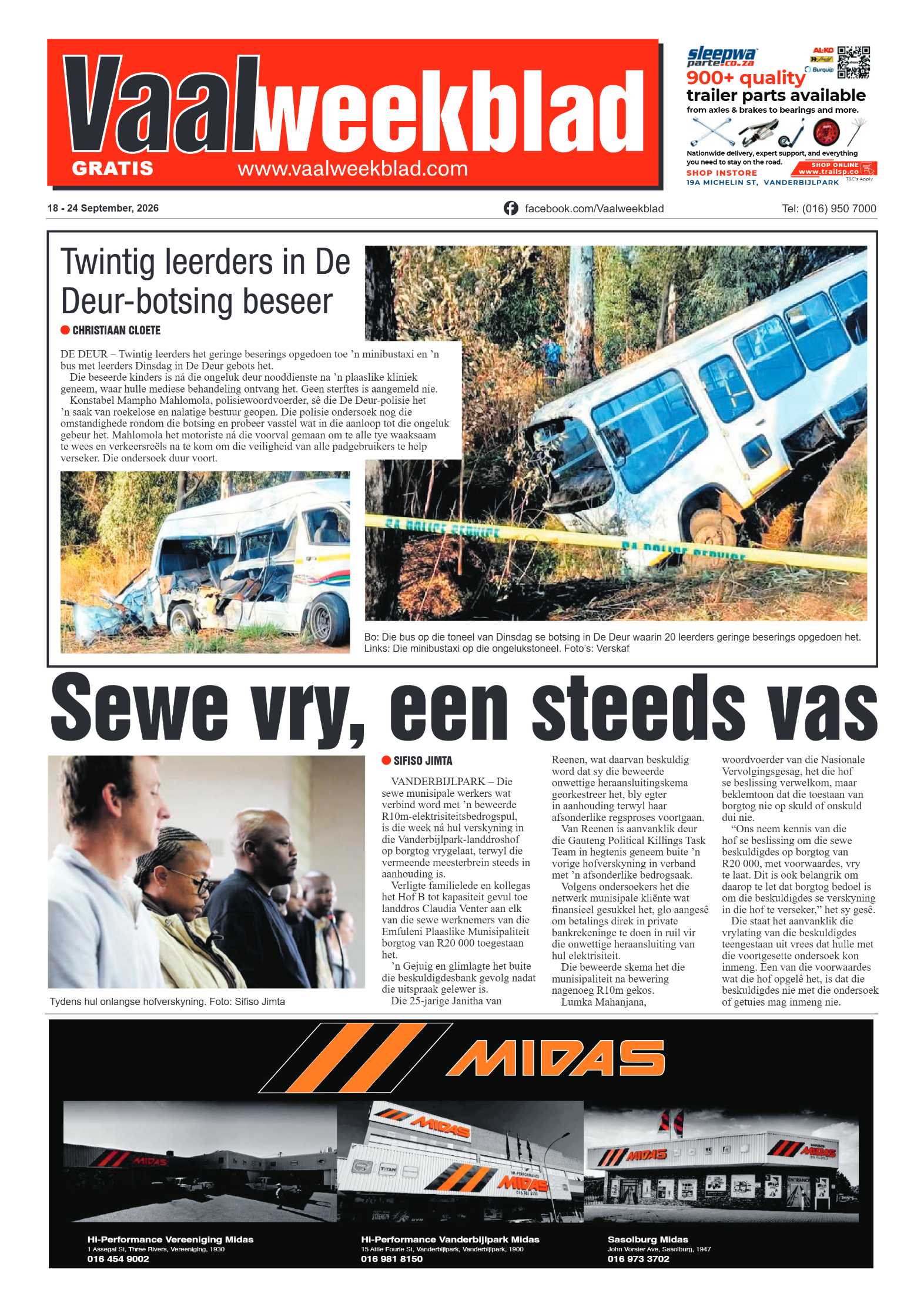 Vaalweekblad – 18 September 2026 page 1