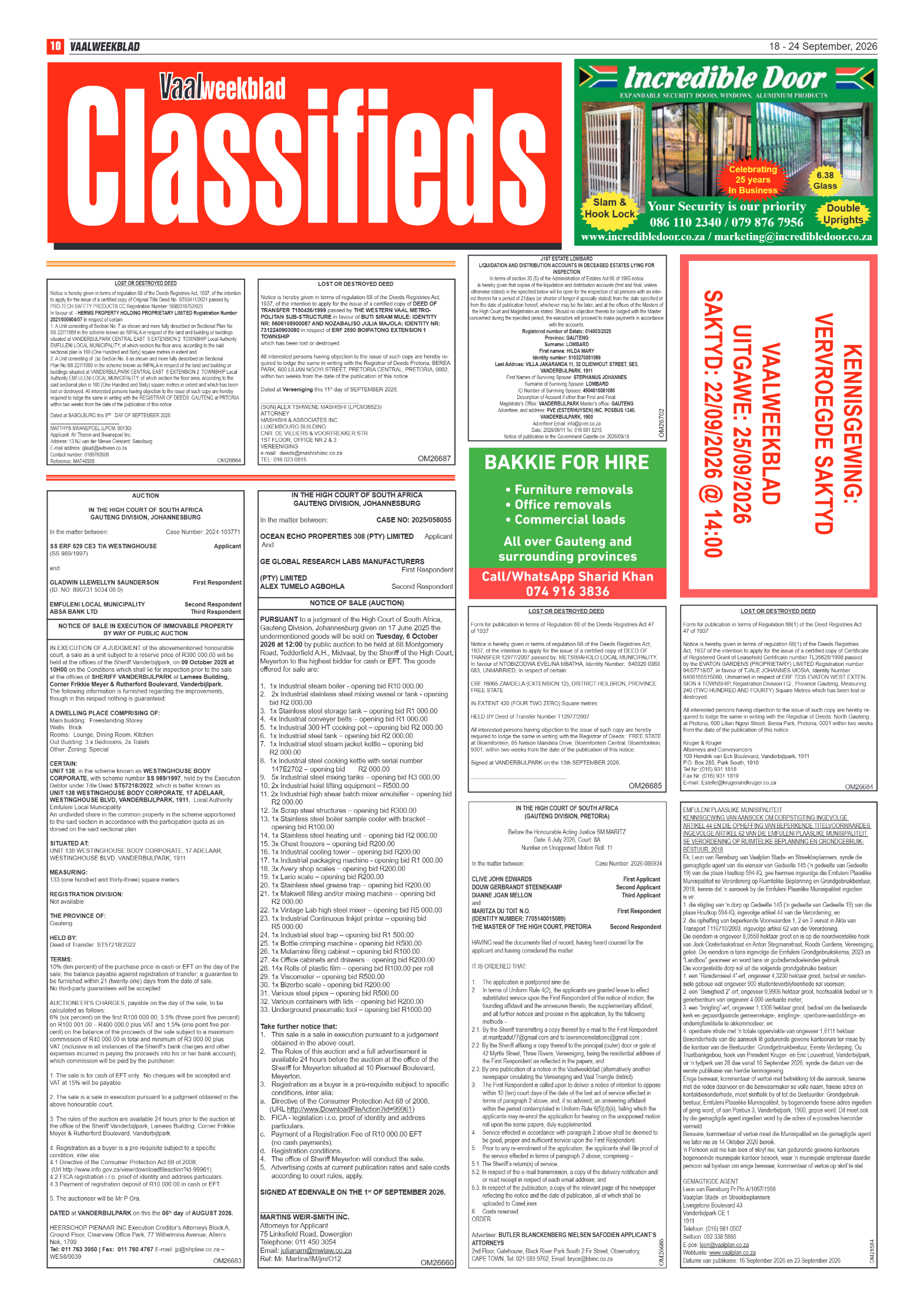 Vaalweekblad – 18 September 2026 page 10