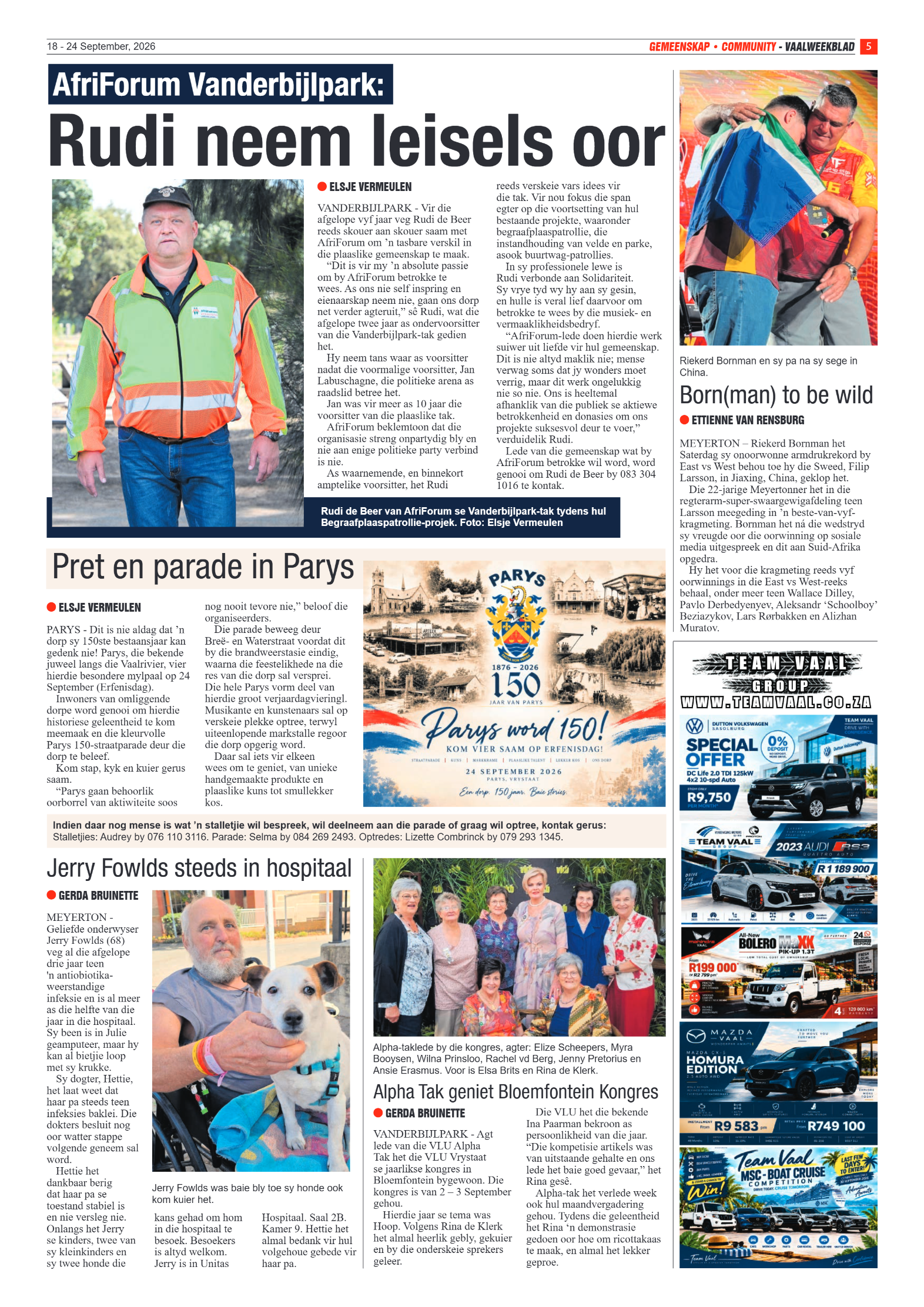 Vaalweekblad – 18 September 2026 page 5