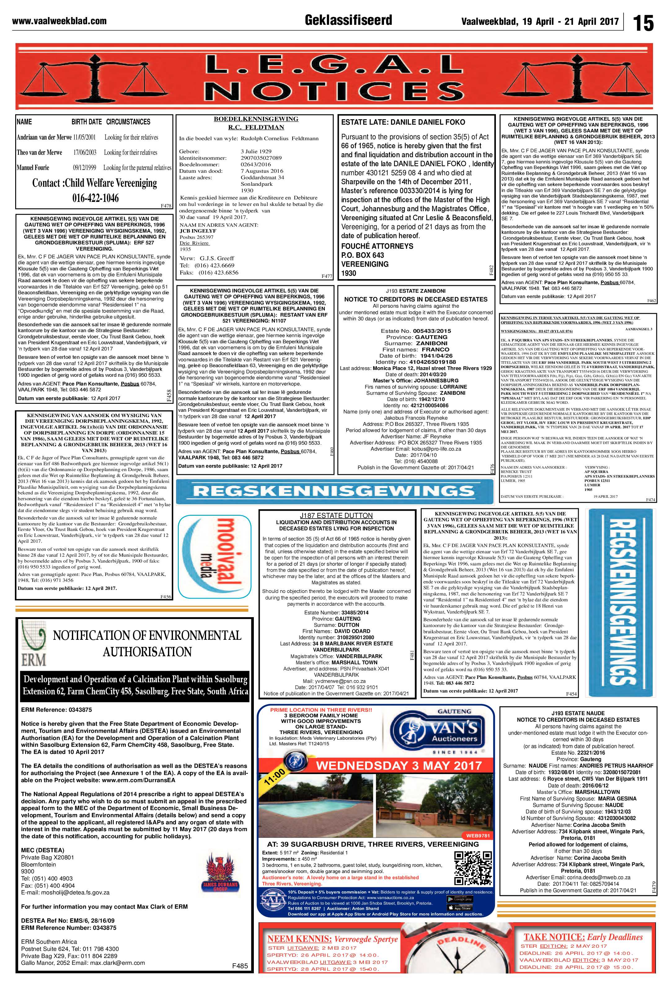 Vaalweekblad 19 -21 April 2017 page 15