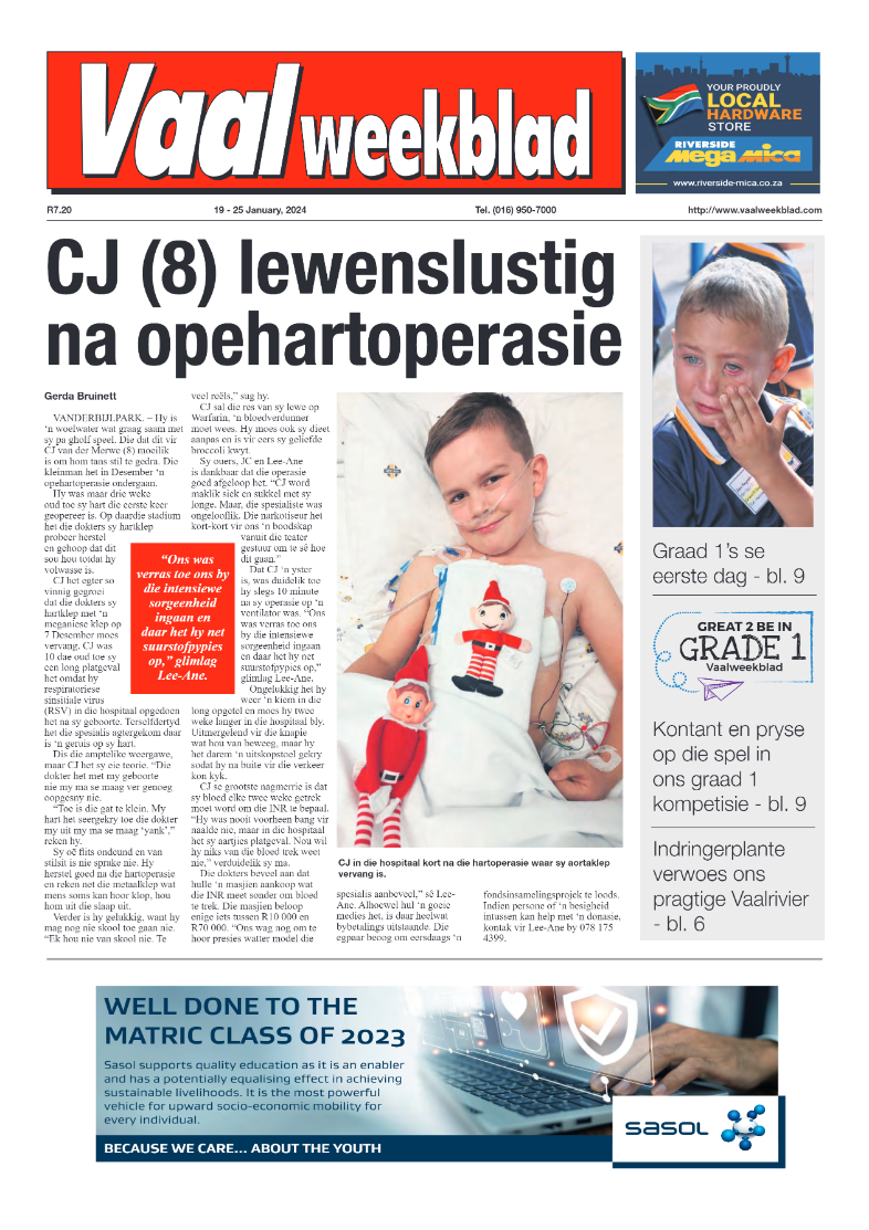 Vaalweekblad, 19 – 25 January, 2024 page 1