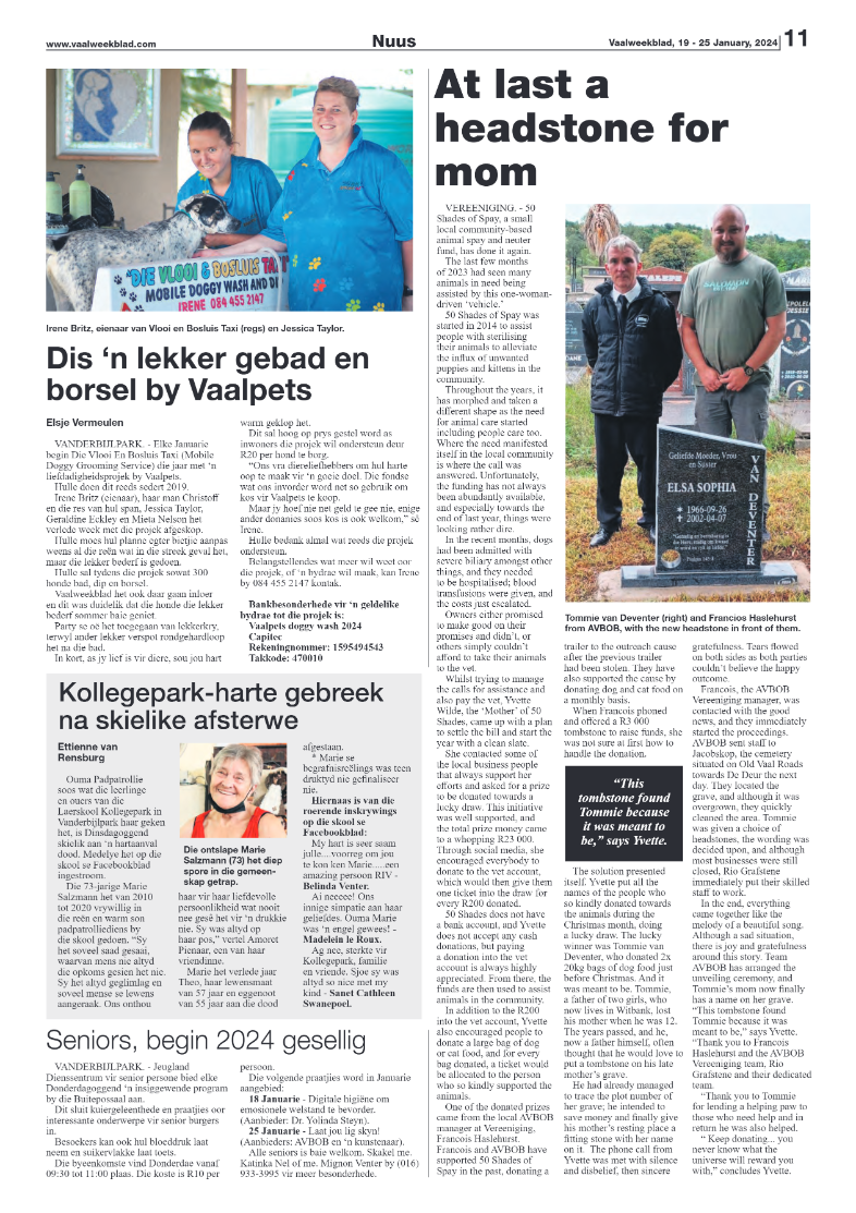 Vaalweekblad, 19 – 25 January, 2024 page 11