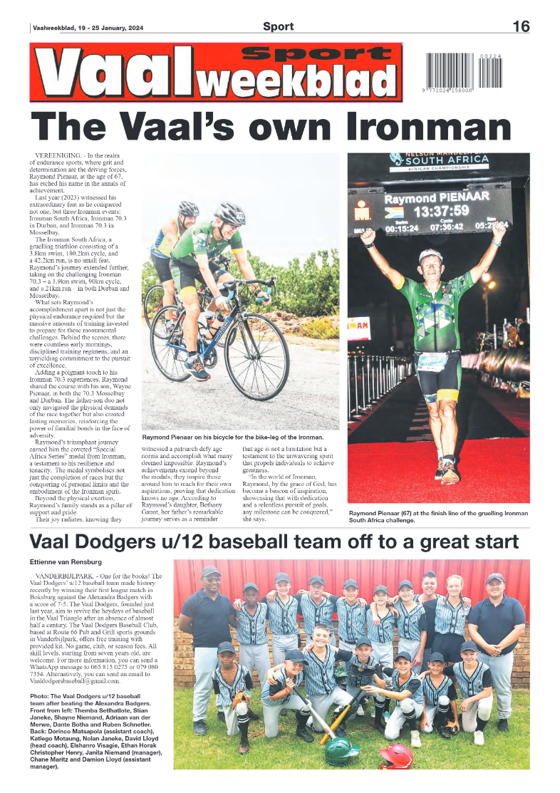 Vaalweekblad, 19 – 25 January, 2024 page 16