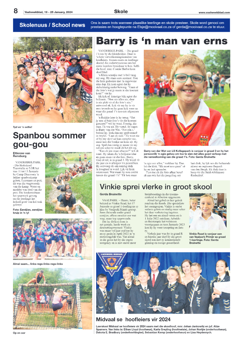 Vaalweekblad, 19 – 25 January, 2024 page 8