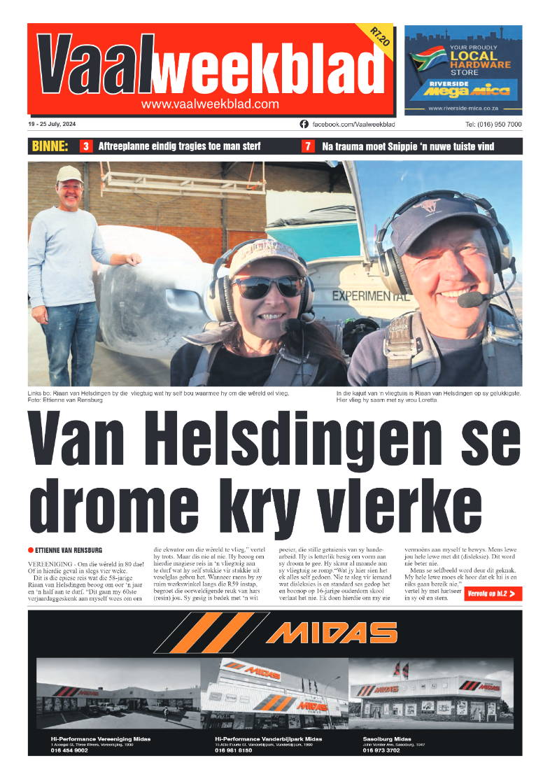 Vaalweekblad 19 – 25 July, 2024 page 1