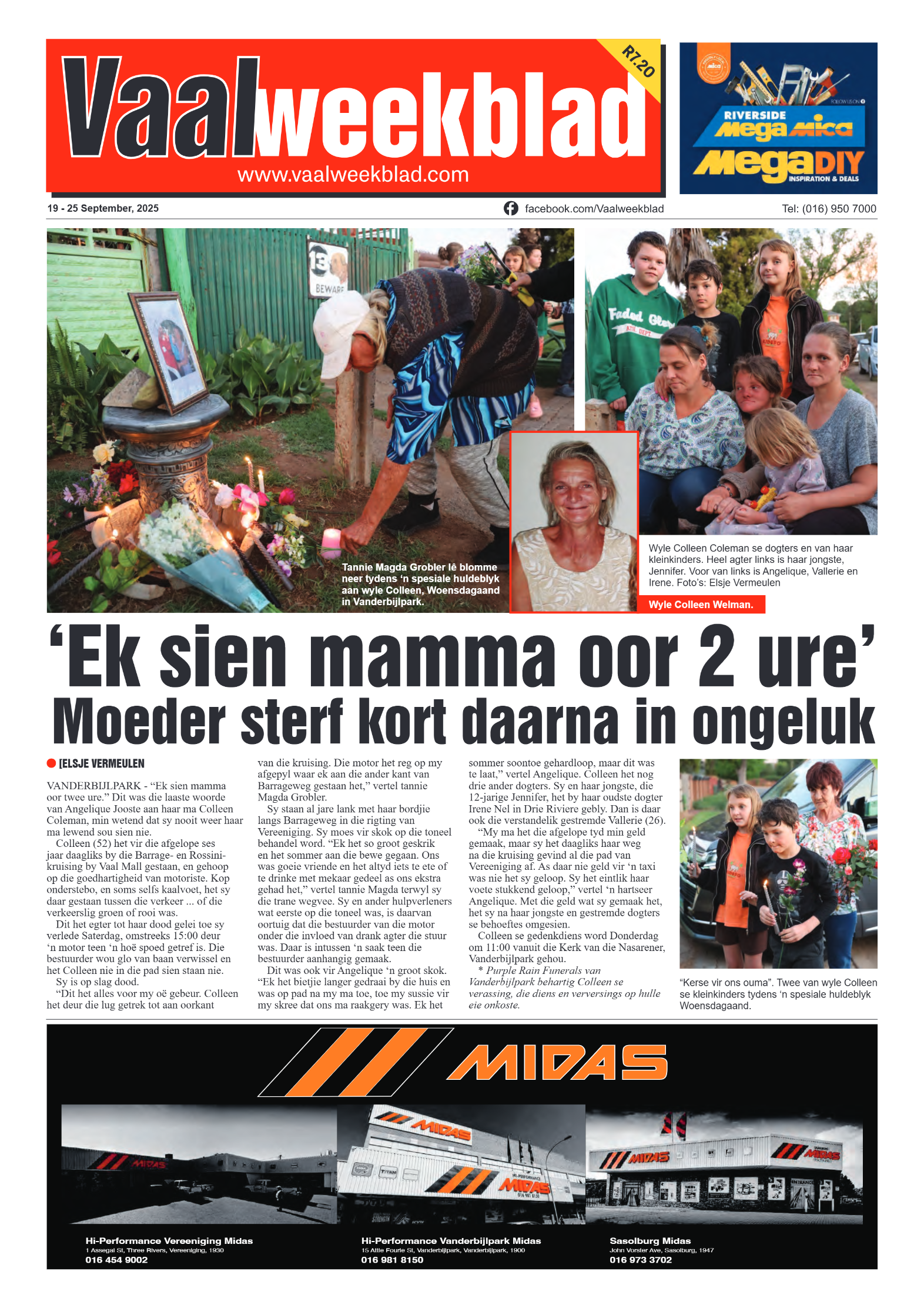 Vaalweekblad 19 – 25 September, 2025 page 1