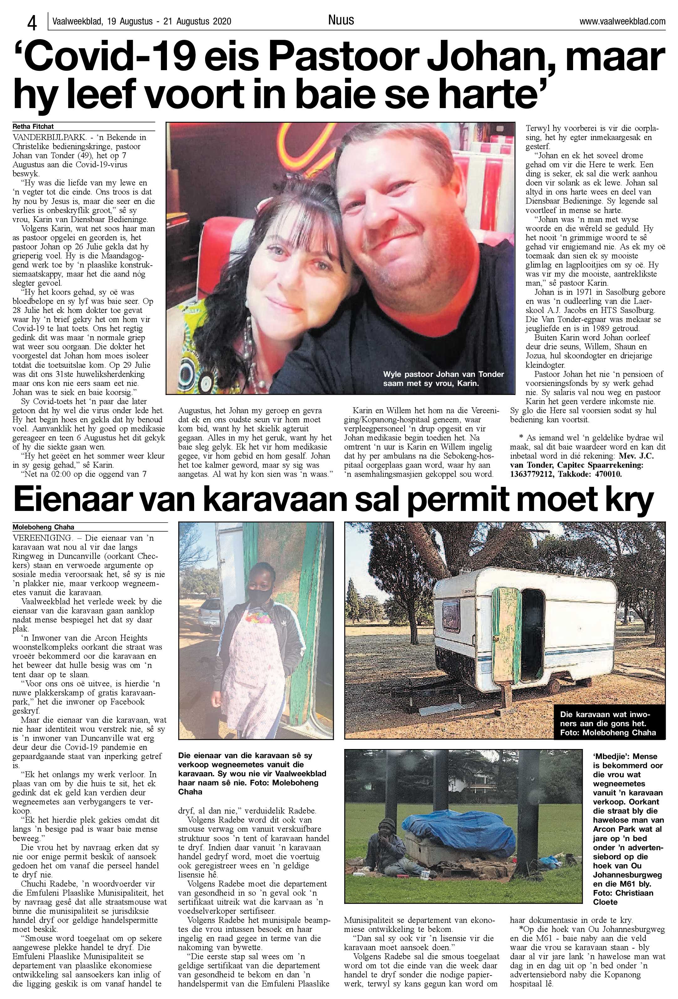 Vaalweekblad, 19 Augustus – 21 Augustus 2020 page 4