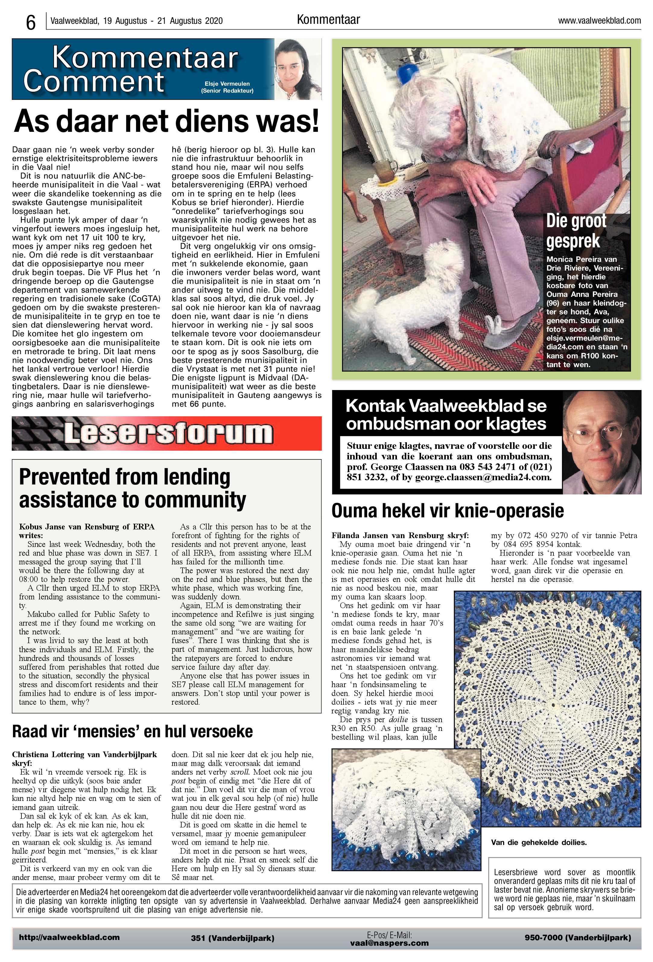 Vaalweekblad, 19 Augustus – 21 Augustus 2020 page 6