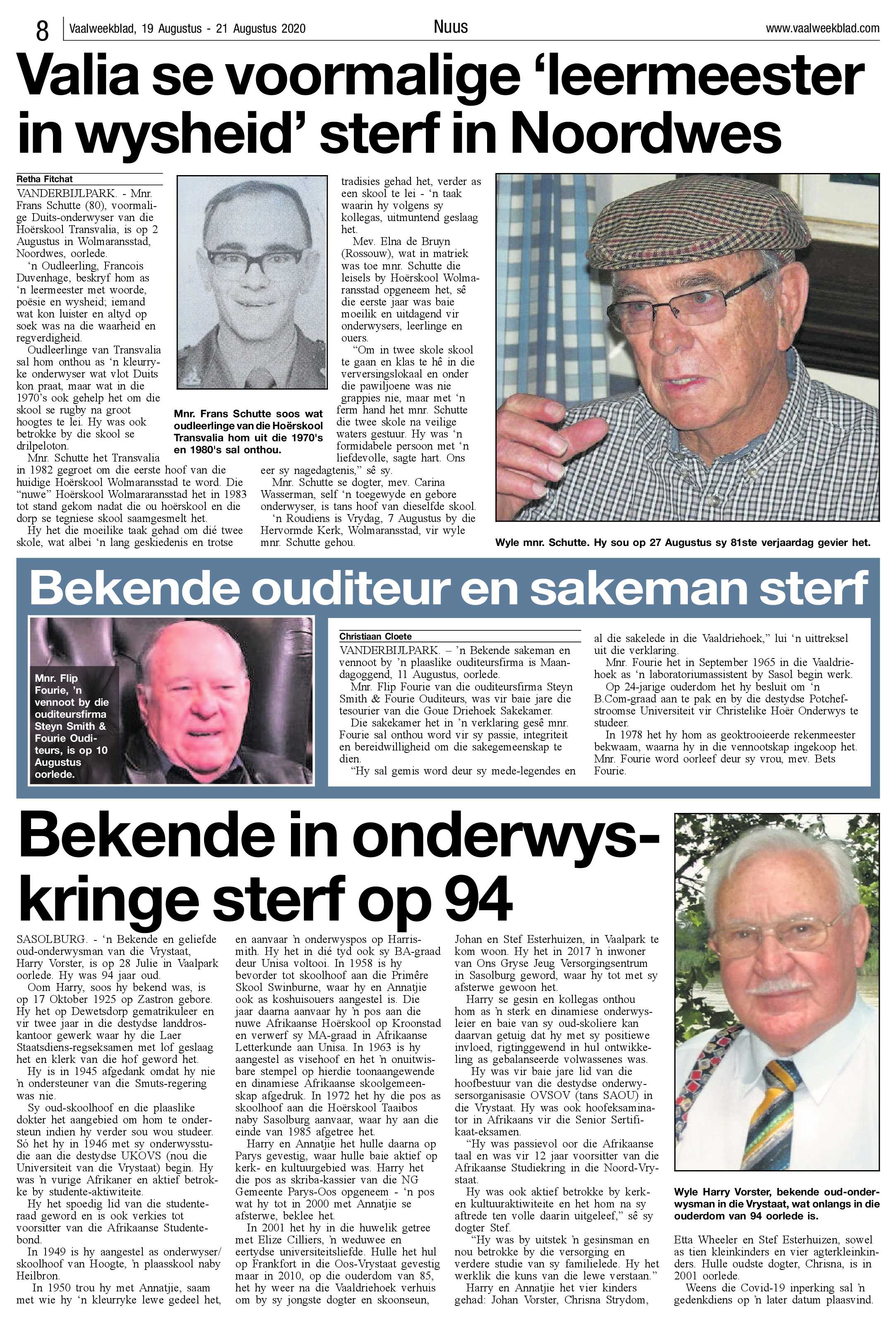 Vaalweekblad, 19 Augustus – 21 Augustus 2020 page 8