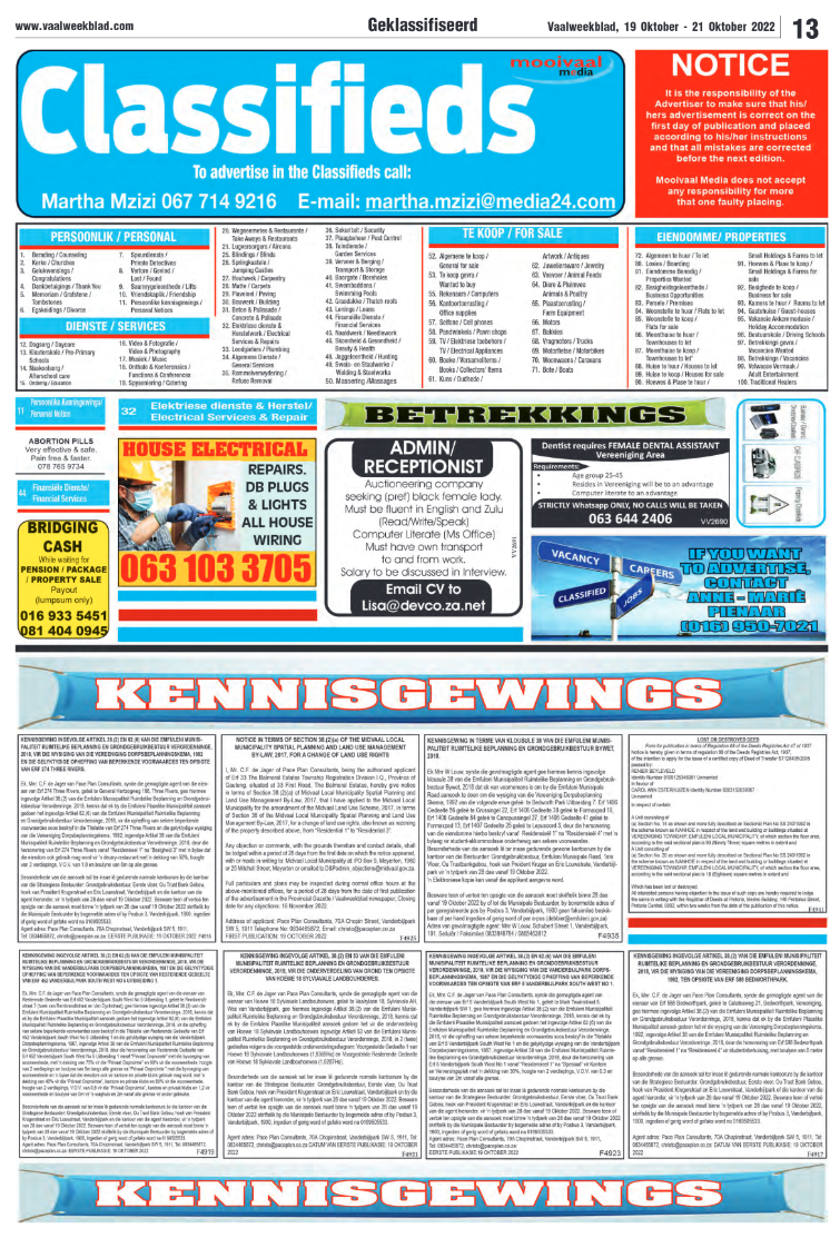 Vaalweekblad, 19 Oktober – 21 Oktober 2022 page 13