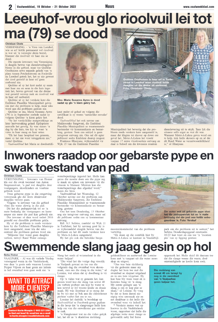 Vaalweekblad, 19 Oktober – 21 Oktober 2022 page 2