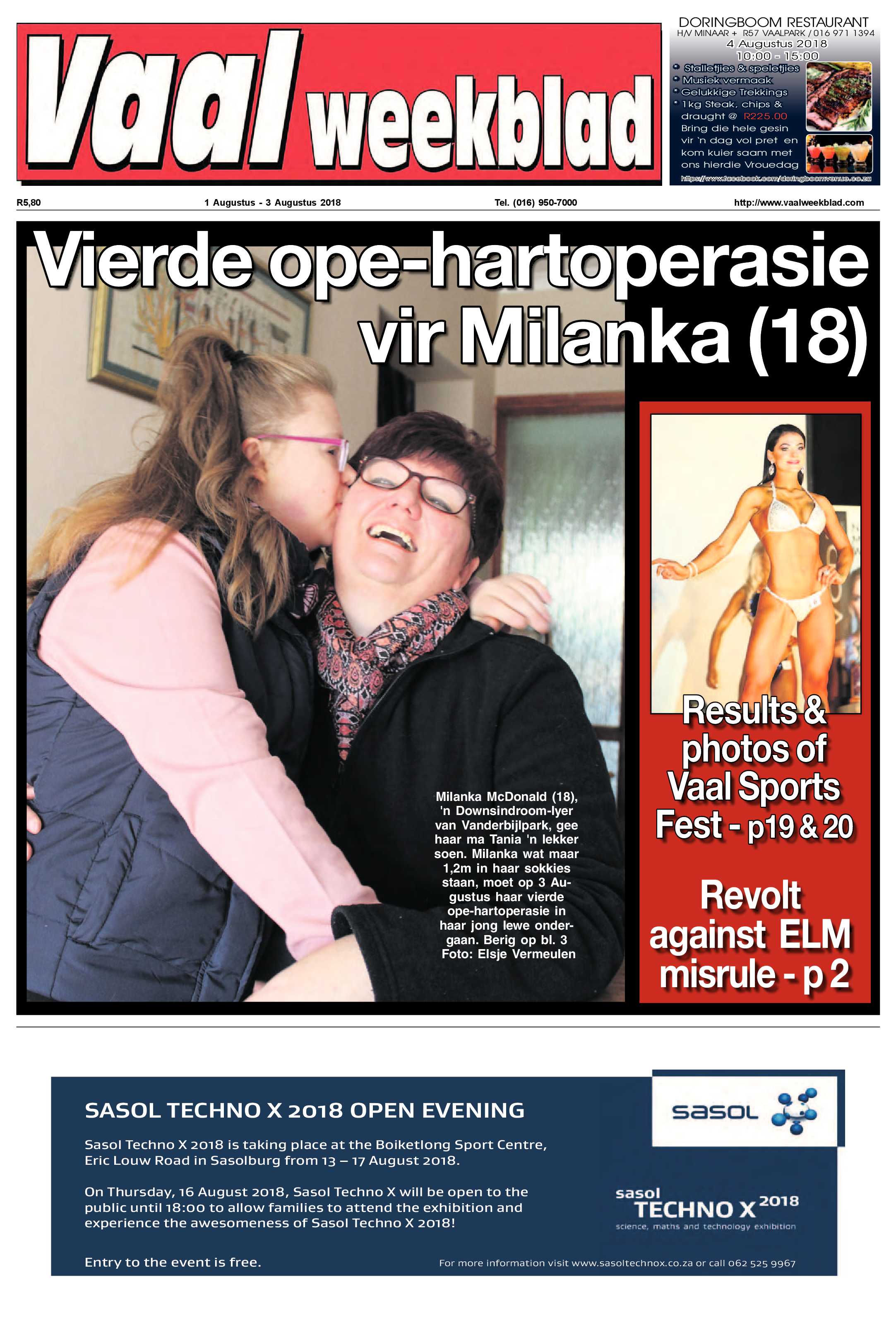 Vaalweekblad 1 – 3 Augustus 2018 page 1