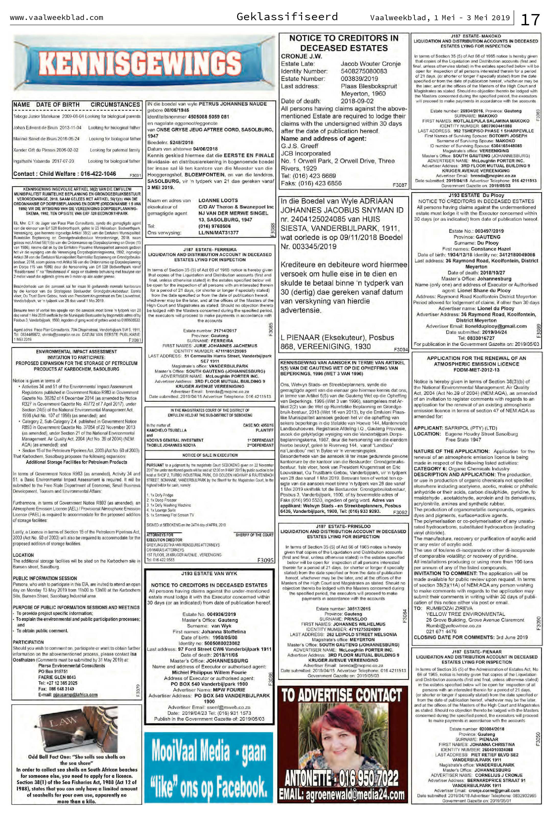 Vaalweekblad 1 – 3 Mei 2019 page 17