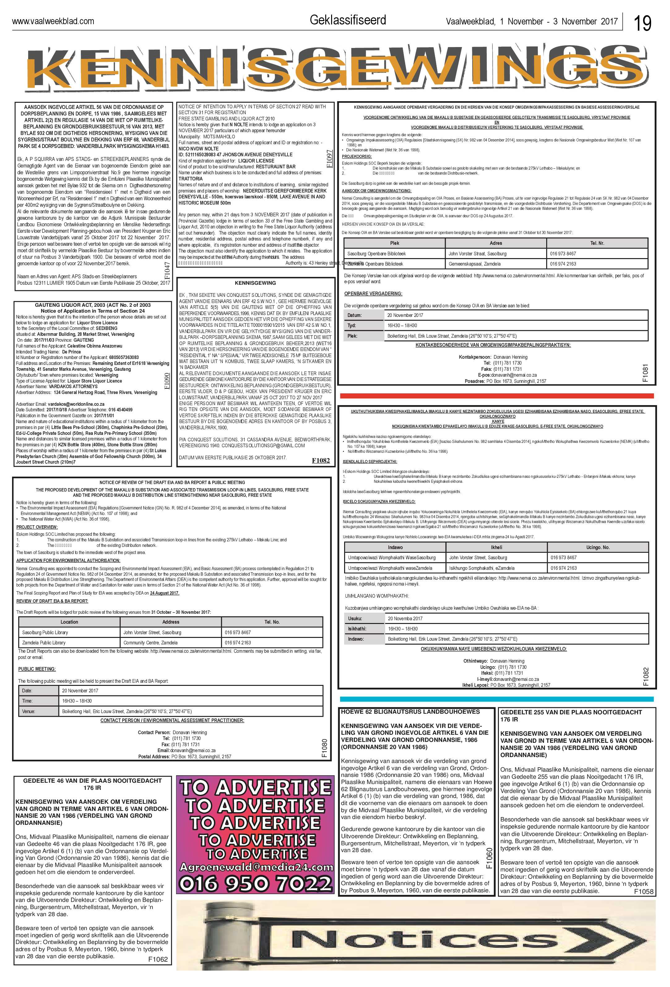 Vaalweekblad 1 – 3 November 2017 page 19