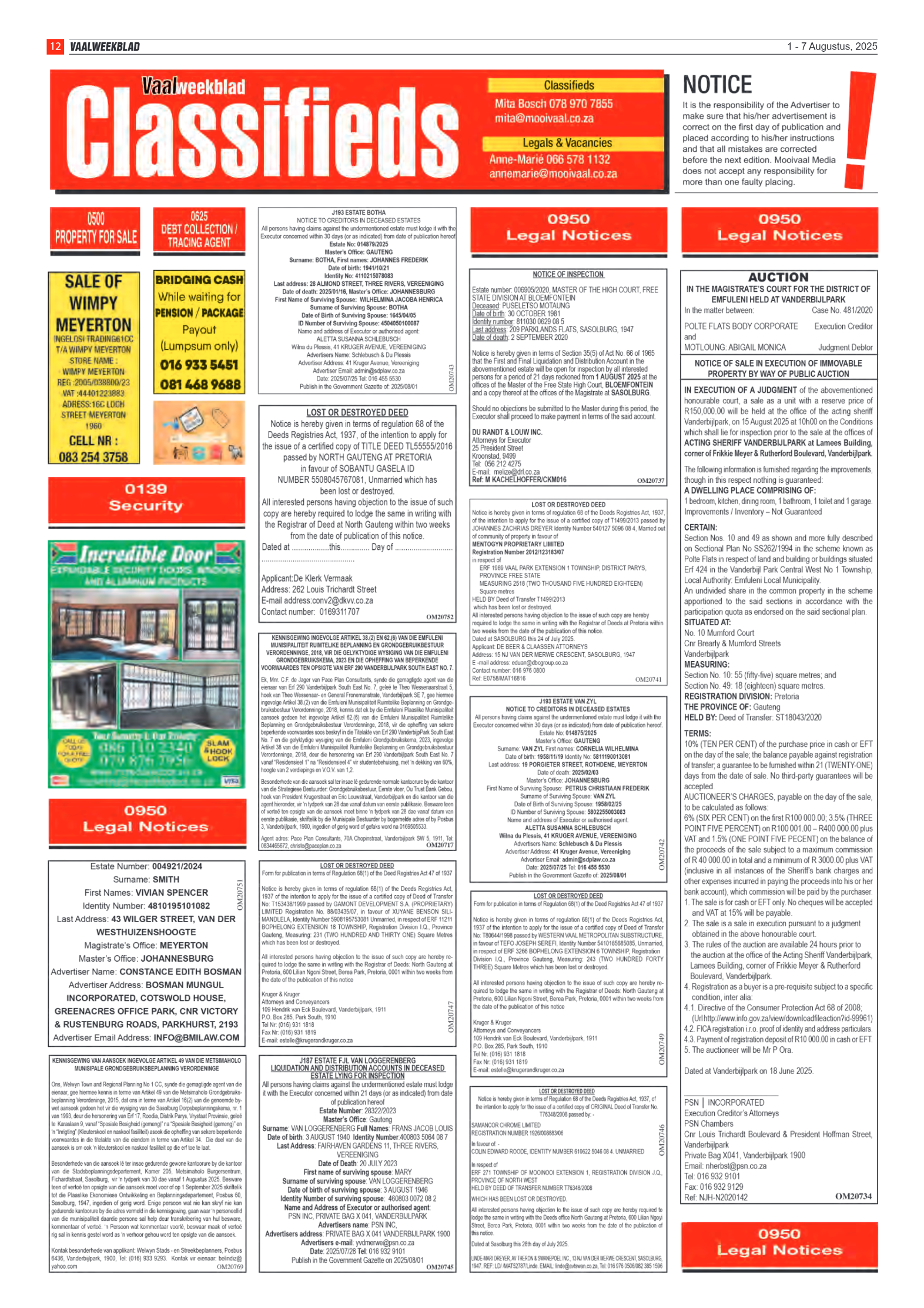 Vaalweekblad 1 – 7 Augustus, 2025 page 12