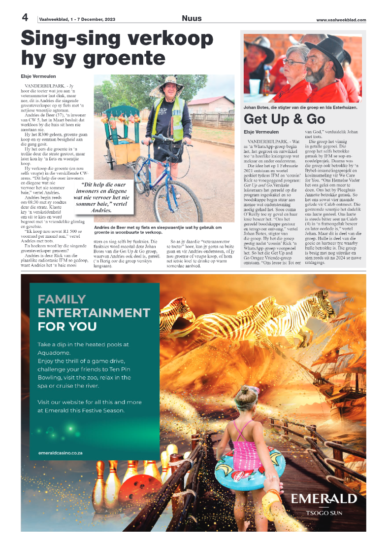 Vaalweekblad, 1 – 7 December, 2023 page 4