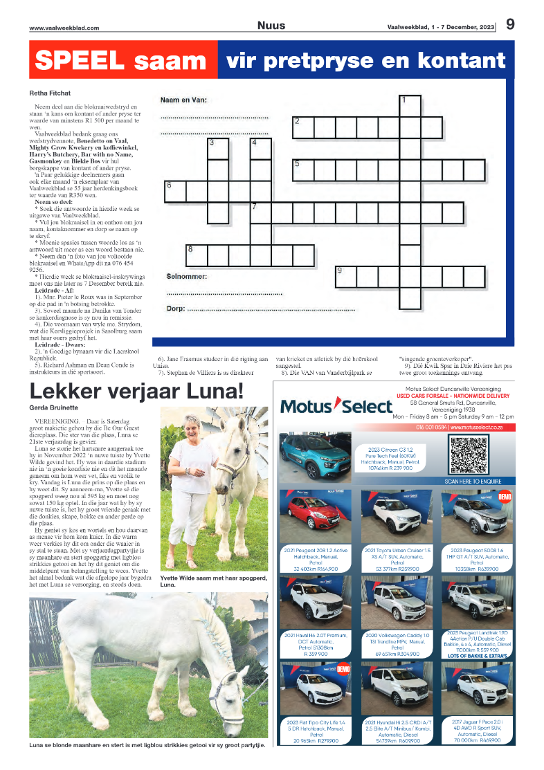 Vaalweekblad, 1 – 7 December, 2023 page 9