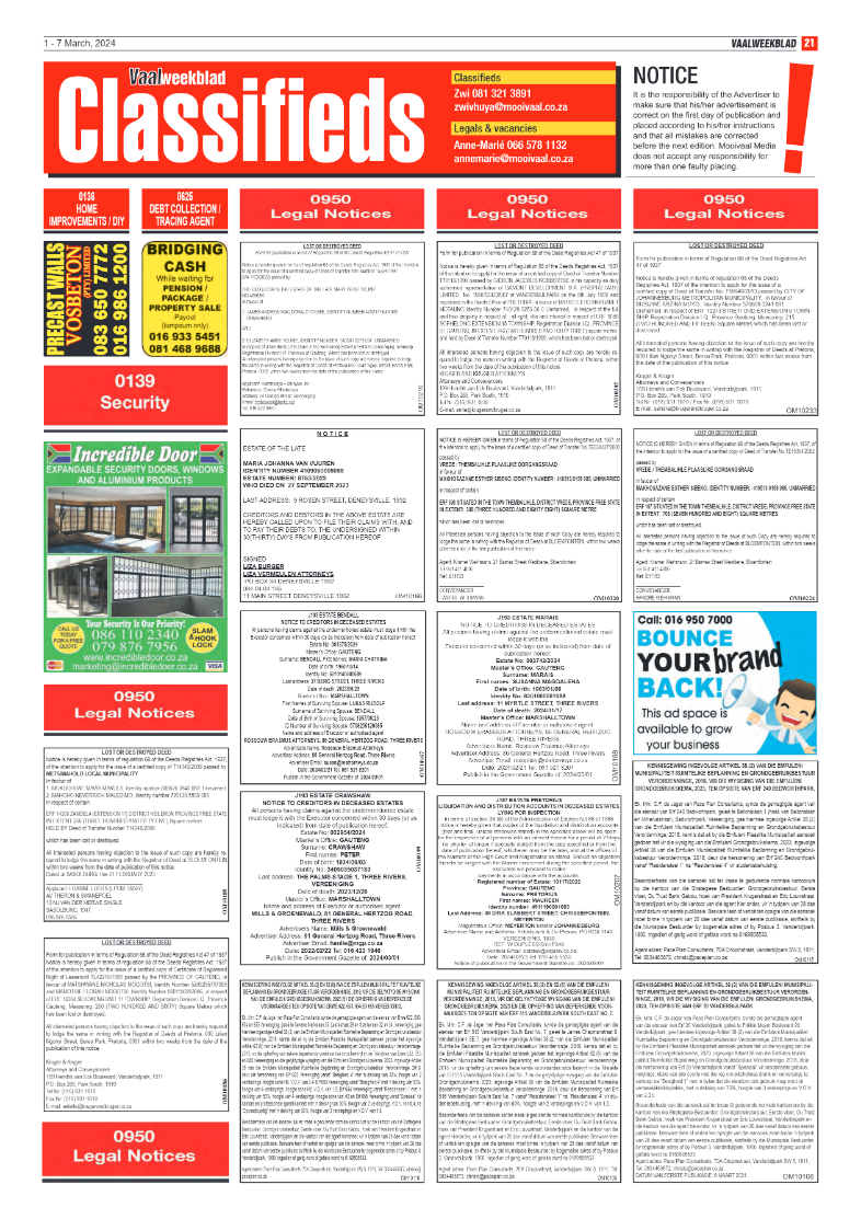 Vaalweekblad – 1 – 7 March, 2024 page 21