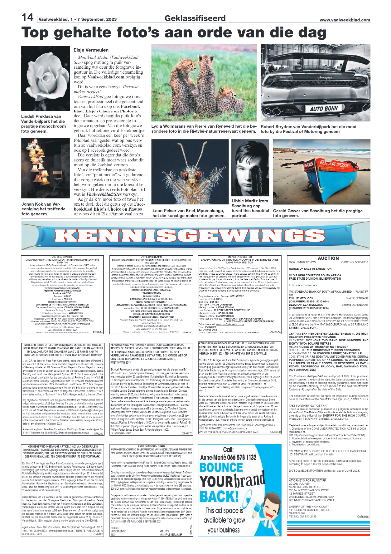 Vaalweekblad, 1 – 7 September, 2023 page 14
