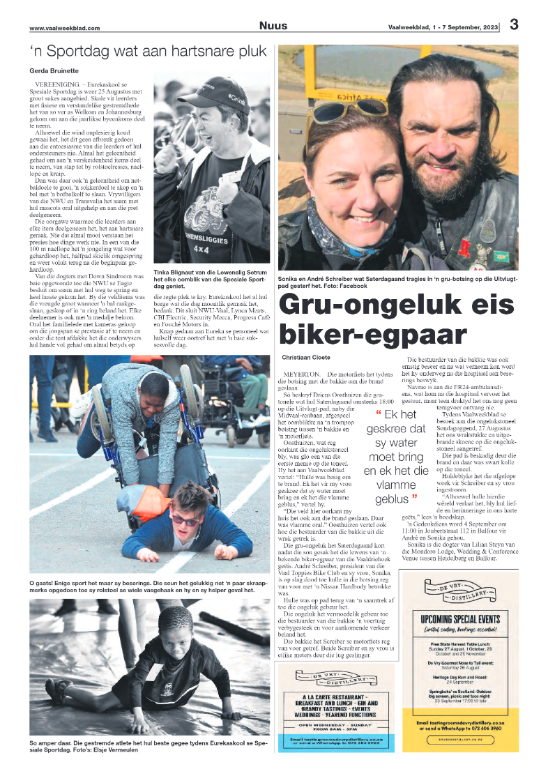 Vaalweekblad, 1 – 7 September, 2023 page 3