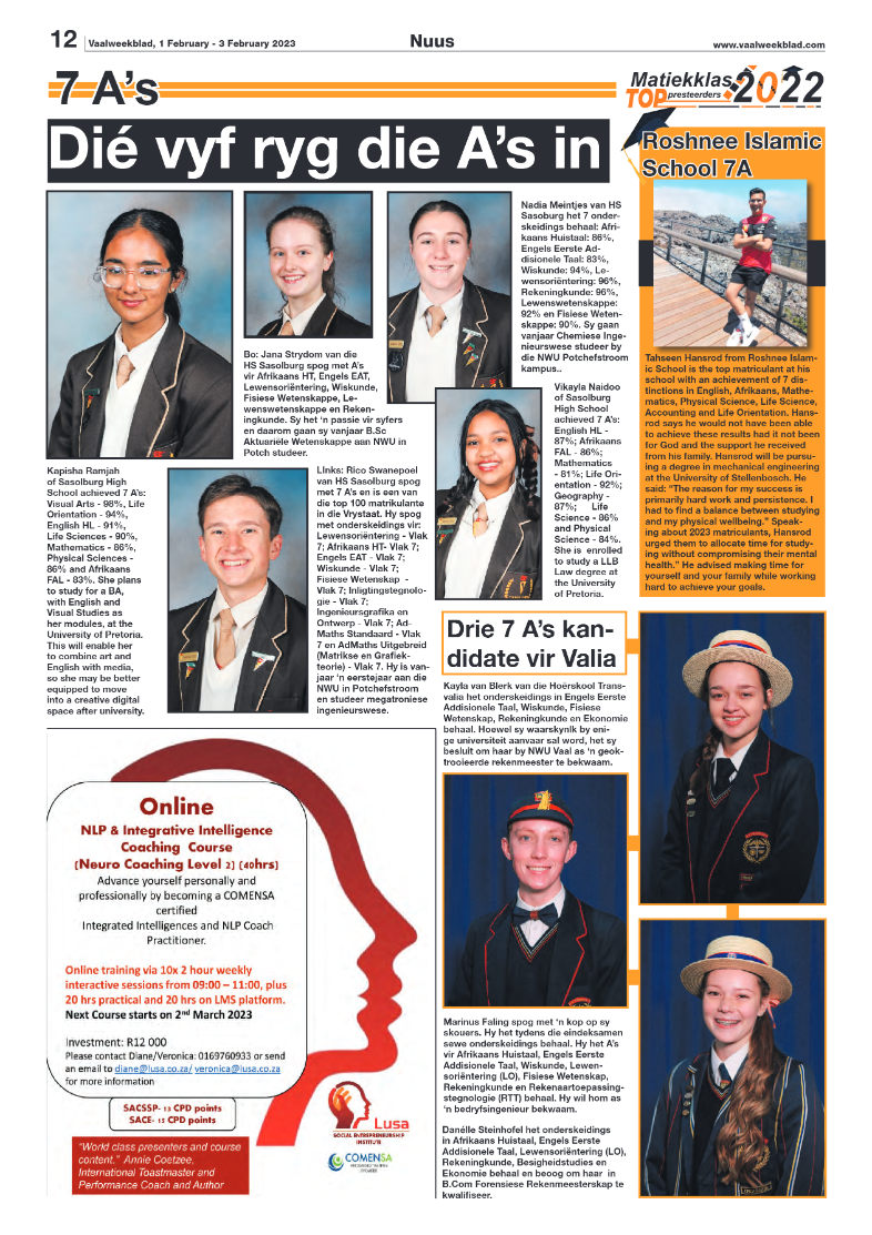 Vaalweekblad, 1 February – 3 February 2023 page 12