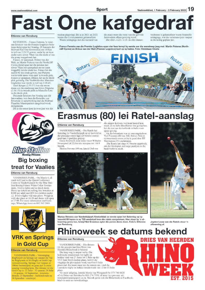 Vaalweekblad, 1 February – 3 February 2023 page 19