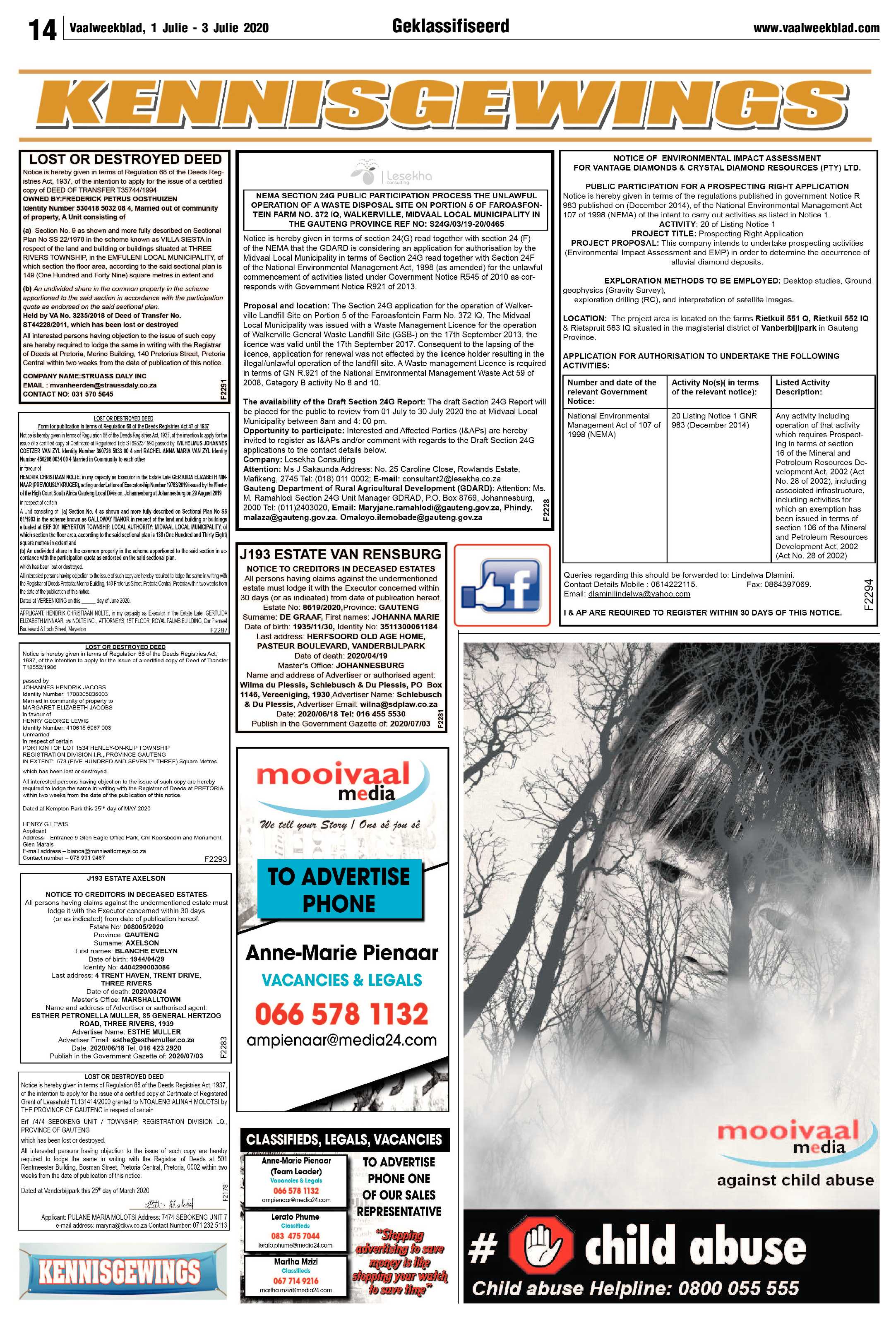 Vaalweekblad 1 Julie – 3 Julie 2020 page 13