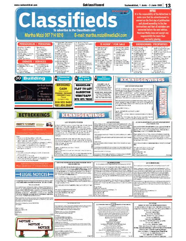 Vaalweekblad, 1 Junie – 3 Junie 2022 page 13