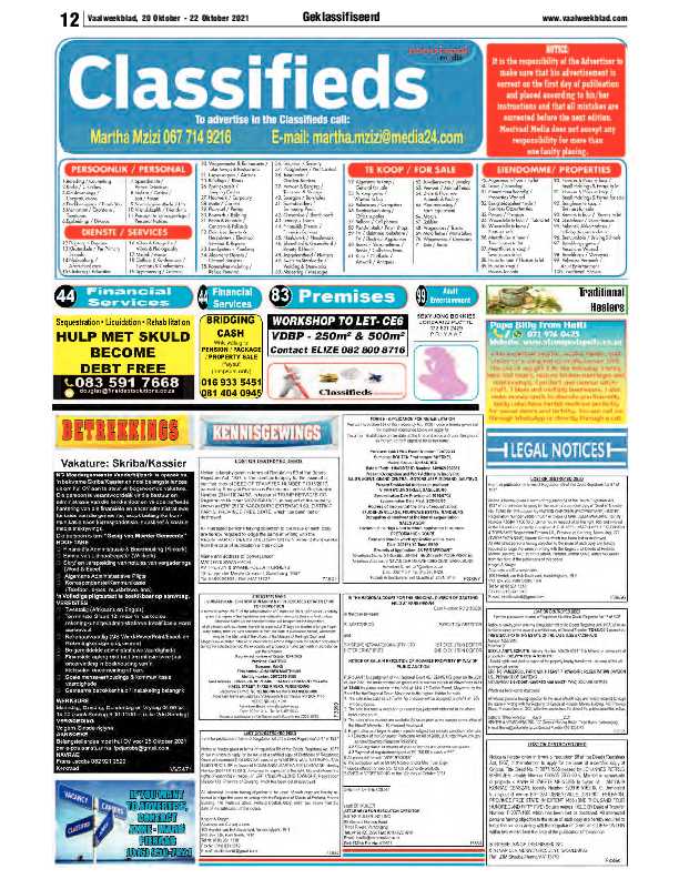 Vaalweekblad, 1 September – 3 September 2021 page 12