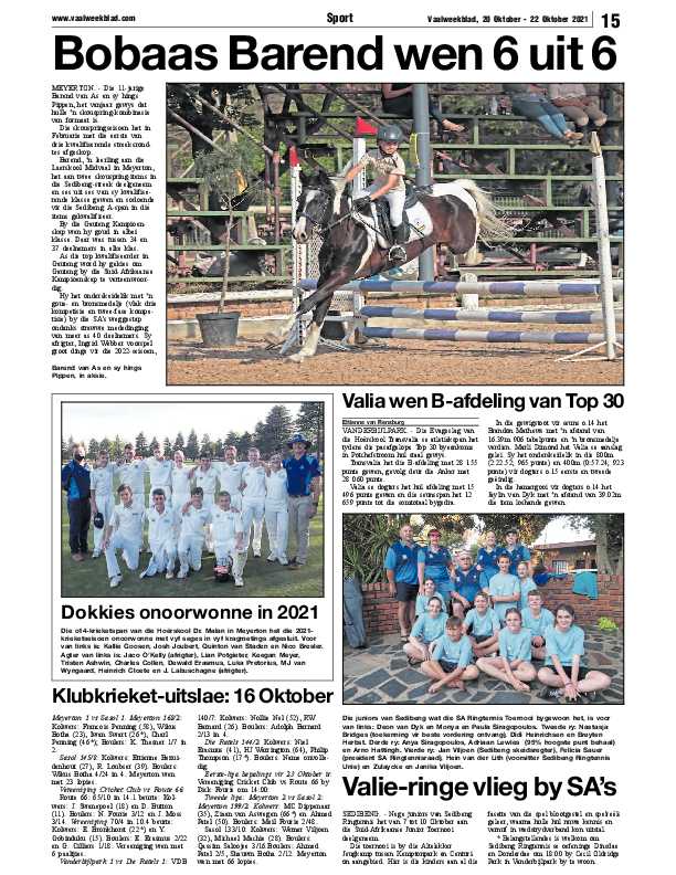 Vaalweekblad, 1 September – 3 September 2021 page 15